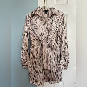 Tie-Front Print Dress